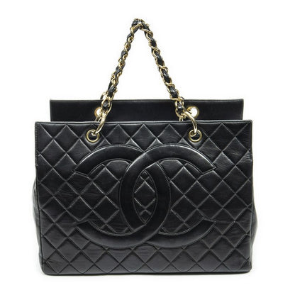 Chanelgst Tote Bag Black Matelasse Lambskin Leather A