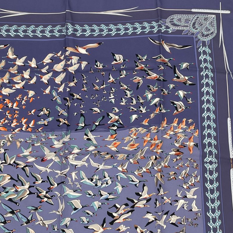 Hermes Carre 90 Libres Comme L'air The Sky Is Free Silk Scarf Blue