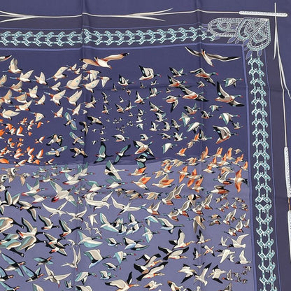 Hermes Carre 90 Libres Comme L'air The Sky Is Free Silk Scarf Blue