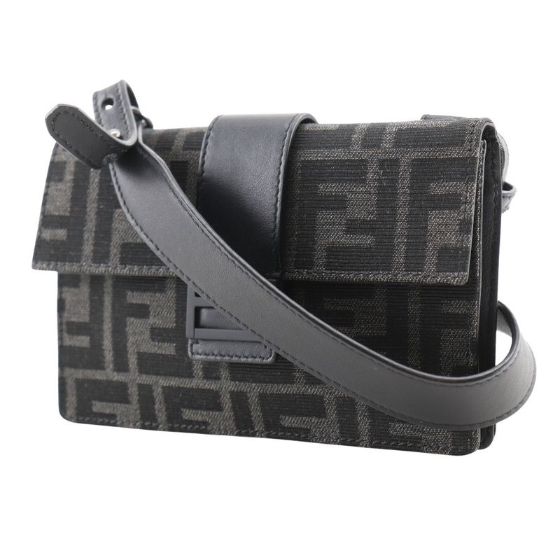 Fendi Marsupio Baguette 3WAY Clutch 7m0295 Nylon Canvas And Leather Black Men's