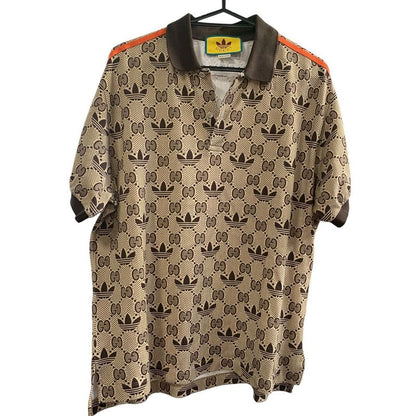 2999 Gucci×adidas GG Cotton Polo Shirt Size S Men Brown Trefoil 700497 Preowned
