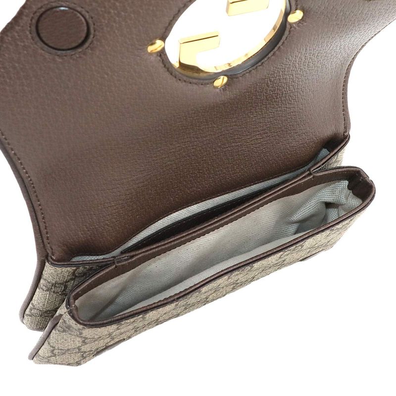 Exhibit Gucci Blondi GG Supreme Belt Bag Waist Pouch Leather Beige Brown 703807
