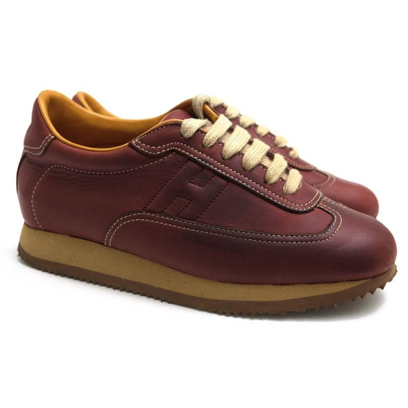 Hermes Shoes Sneakers Low Cut Women Leather Red Brown — view 2