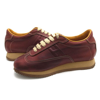 Hermes Shoes Sneakers Low Cut Women Leather Red Brown — view 3