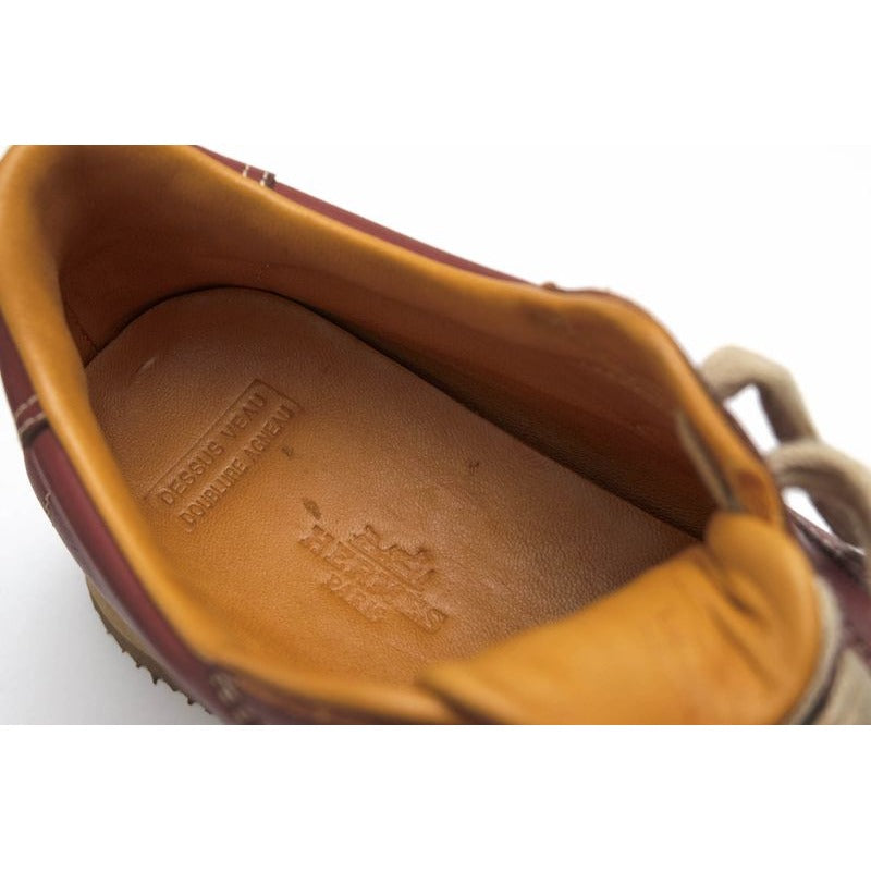 Hermes Shoes Sneakers Low Cut Women Leather Red Brown — view 8