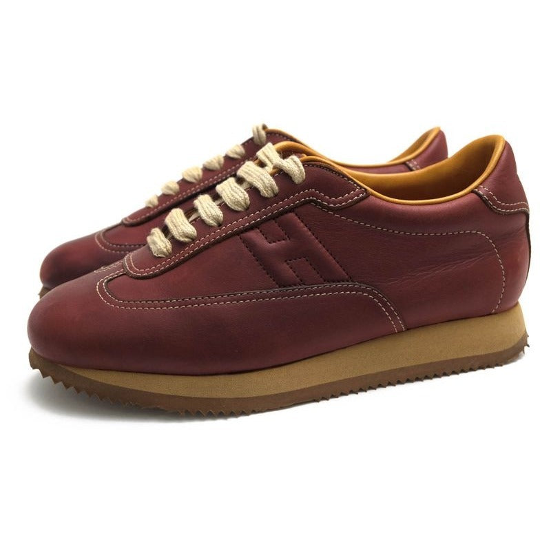 Hermes Shoes Sneakers Low Cut Women Leather Red Brown