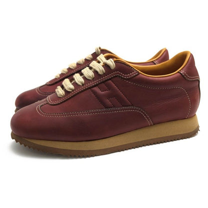 Hermes Shoes Sneakers Low Cut Women Leather Red Brown