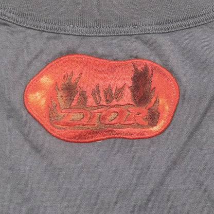 22aw Dior X Travis Scott Cactus Jack Oversize T-Shirt Logo Print Cut and Sewn