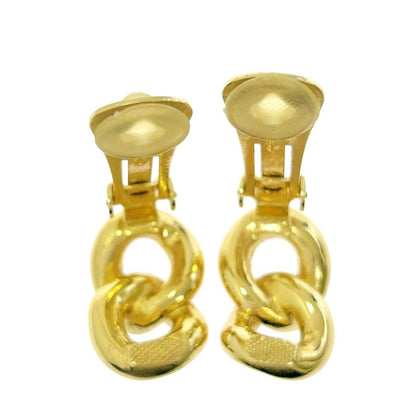 Christian Dior GP Rhinestone Earrings Gold Black 418365 Earrings
