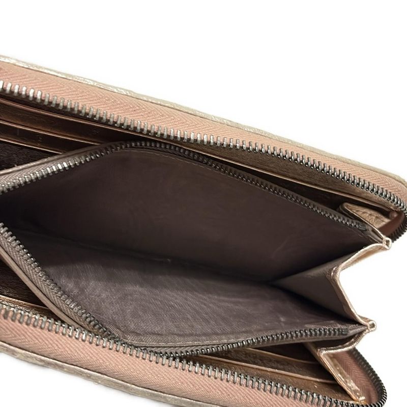 Bottega Veneta Long Zip Around Wallet Pink Gold Round Zipper Leather