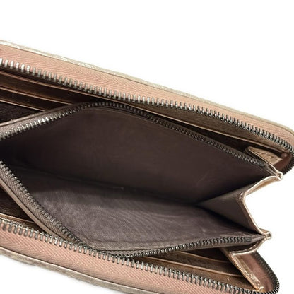 Bottega Veneta Long Zip Around Wallet Pink Gold Round Zipper Leather