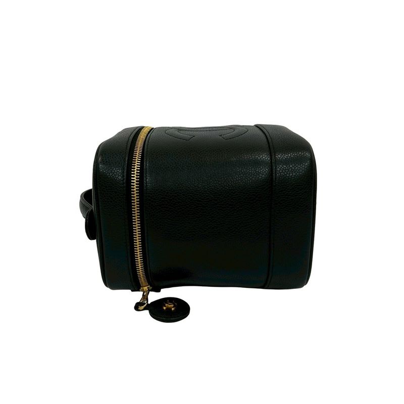 Chanel Chanel Caviar Leather Vanity Bag Mini Handbag Black 28298