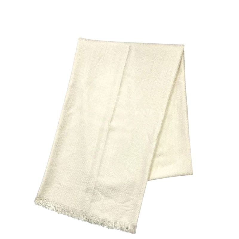 Hermes Shawl White Beige Rebliss Cleaned