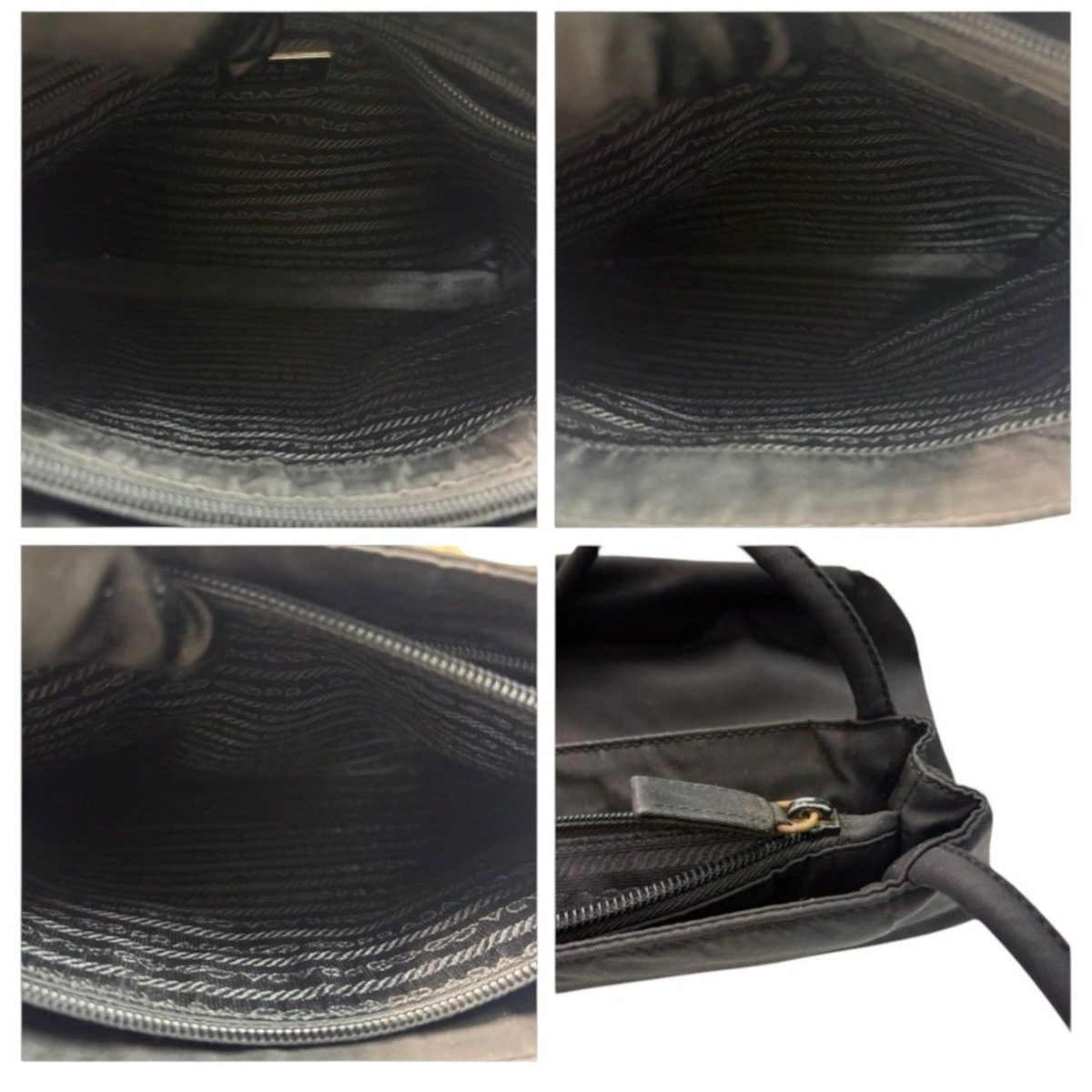 Prada Tessuto Triangle Logo Black Silver Nylon Tote — view 7