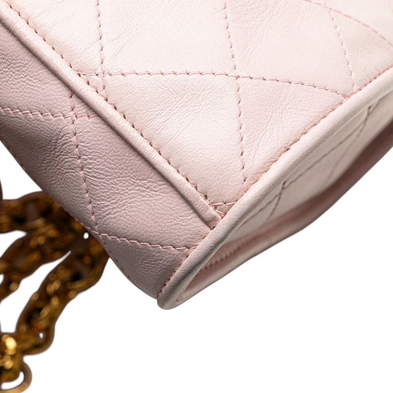 Chanel Matelasse Coco Mark Fringe Chain Shoulder Bag Pink Lambskin Ladies Chanel