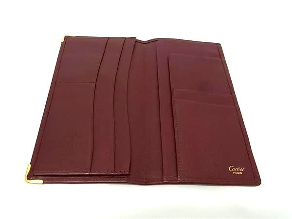 Cartier Must Line Leather Bifold Long Wallet Men's Women's Bordeaux Fm9547