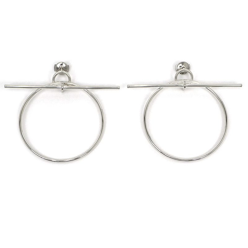 Hermes Earrings Loop MM Pair AG 925 SV Silver Jewelry Accessories Small