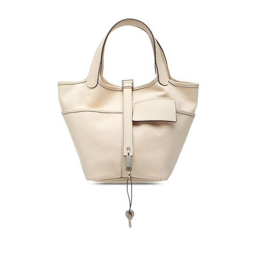 Hermes Picotin Lock PM Cargo Handbag Nata White Veau Swift Ash