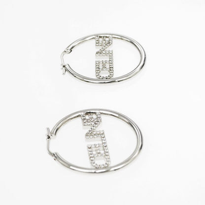 Celine Earrings Hoop Earrings Crystal Silver Color Pair Accessories-