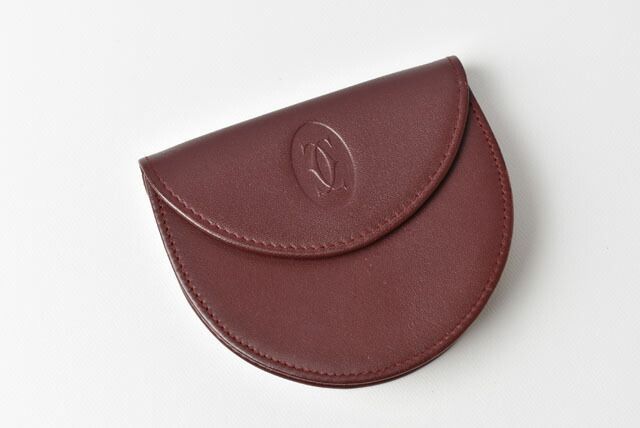 Cartier Coin Case Coin Purse Cartier Wallet Must Line Horseshoe Shape Bordeaux
