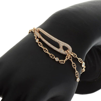 Hermes Chaine D'ancre Punk Diamond Bracelet 18K Pink Gold Ladies