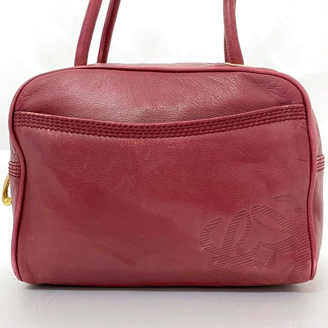 Loewe Handbag Bordeaux Anagram Excellent Condition Nappa Leather Preowned