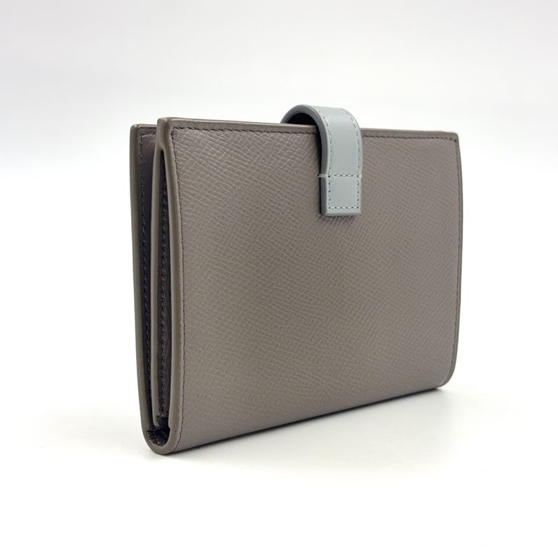 Celine Medium Strap Wallet Leather Gray Beige And Light Blue Wallet