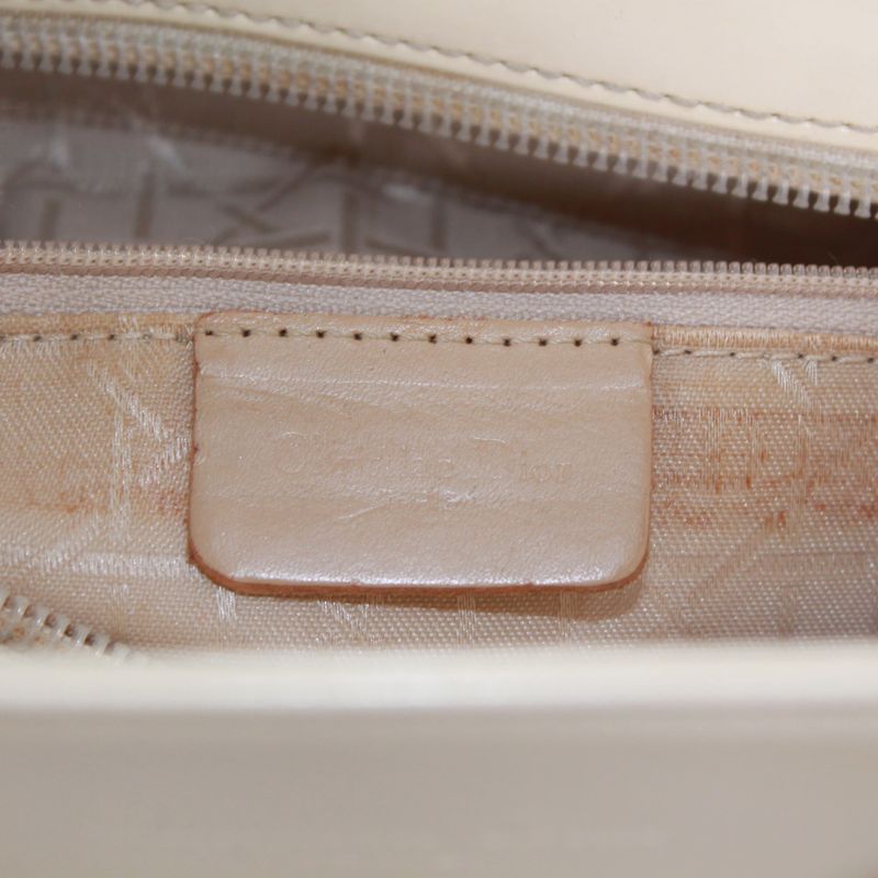 Christian Dior Enamel White Handbag Silver