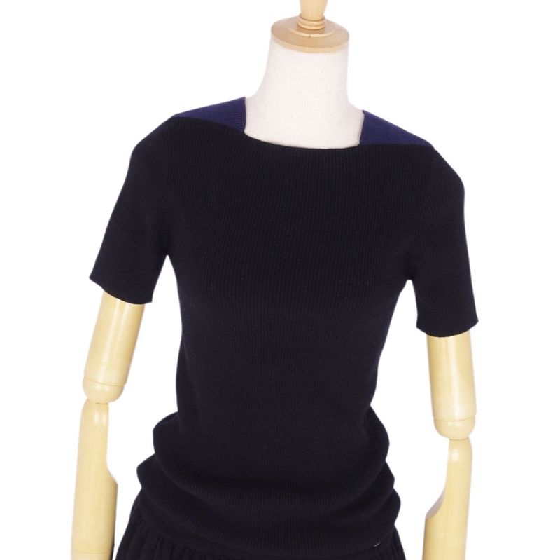 Chanel Knit Dress Short Sleeves Short Sleeves Coco Mark Wool Cashmere Tops
