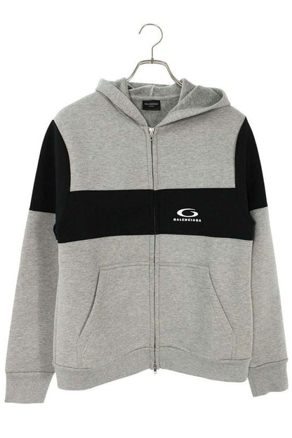 Balenciaga 25SS 808832 Trvj2 Bicolor Sport Logo Zip Up Hoodie Men's L