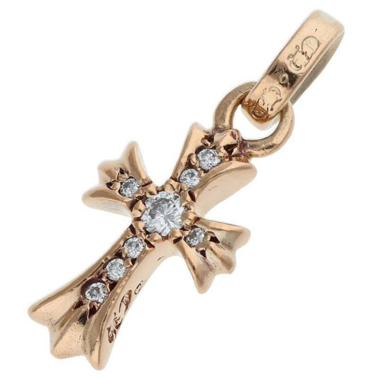 Chrome Hearts 22k Crs Bbyfat P Dmnd Baby Fat Pave Diamond Charm Gold Necklace