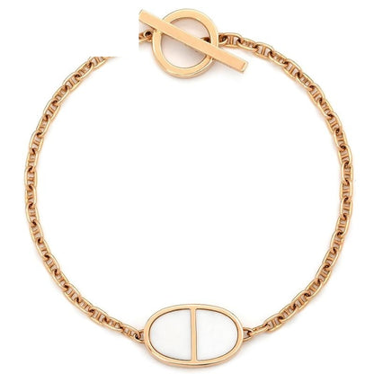 Hermes Bracelet Chaine D'ancre Verso 18K Pink Gold Rose White Sh
