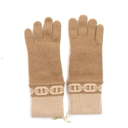 Hermes Haven Cashmere Chateigne Biscuit Chaine D'ancre Knitted Gloves M With