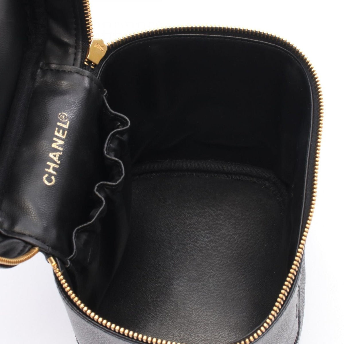 Chanel Handbag CC Logo Black Caviar Leather Quilted Vertical — view 3