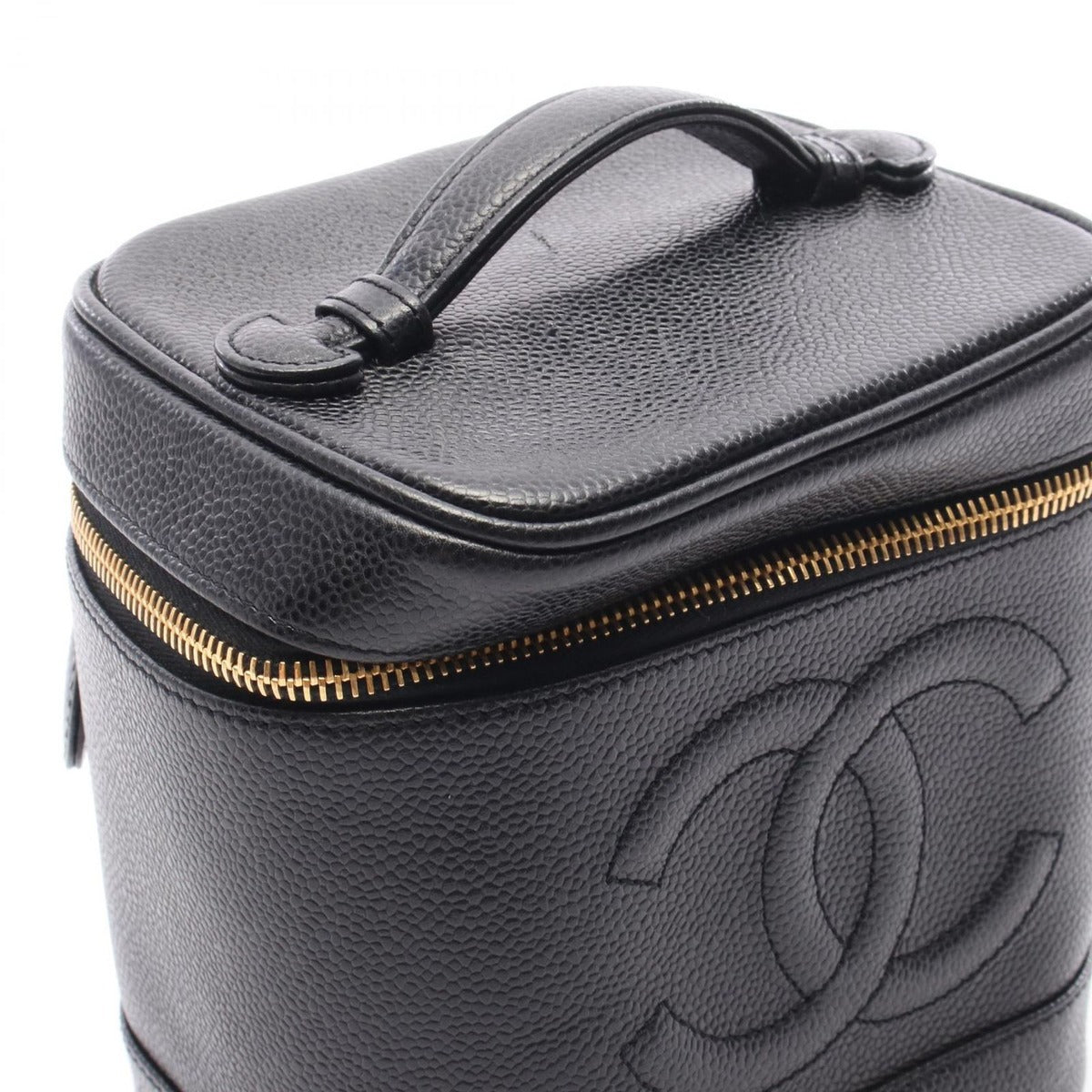 Chanel Handbag CC Logo Black Caviar Leather Quilted Vertical — view 6