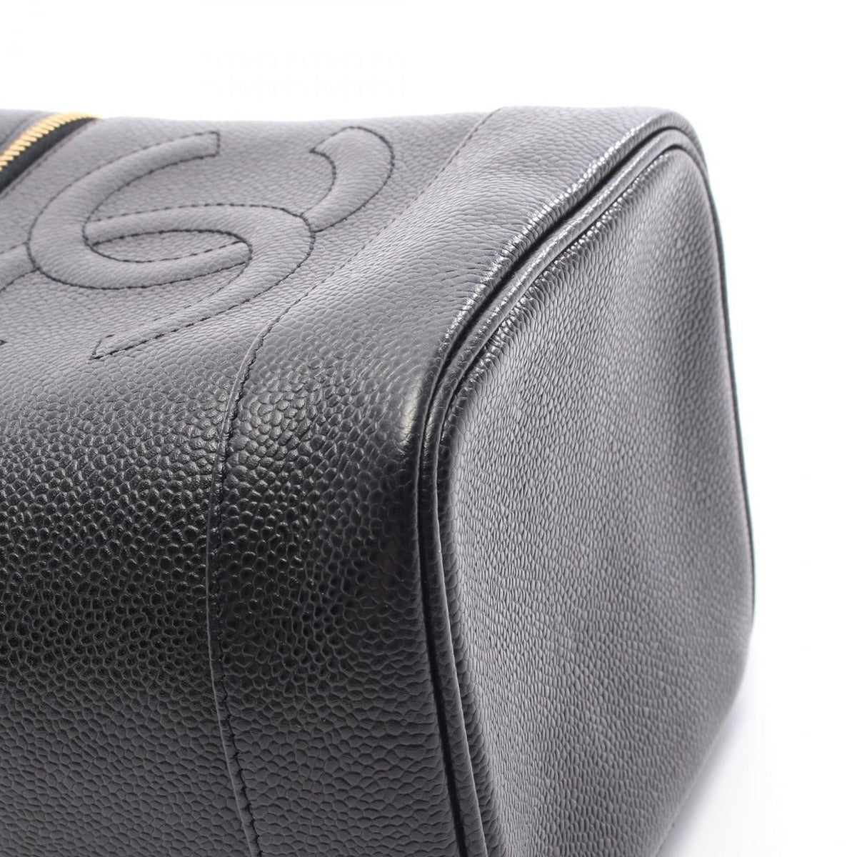Chanel Handbag CC Logo Black Caviar Leather Quilted Vertical — view 7