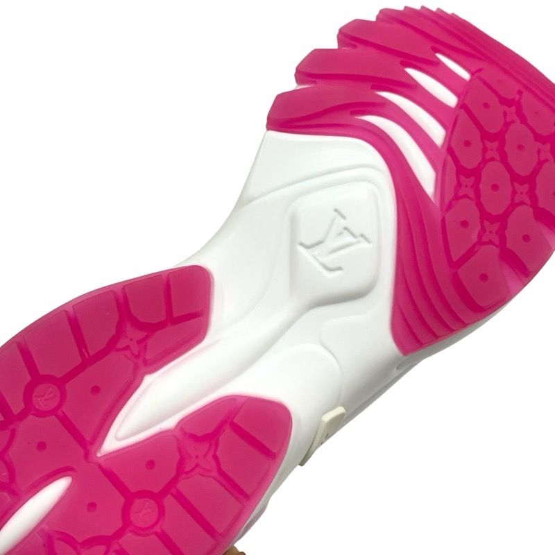 Louis Vuitton Run 55 Line Sneakers Shoes Fabric Rubber Black Pink Black Sock