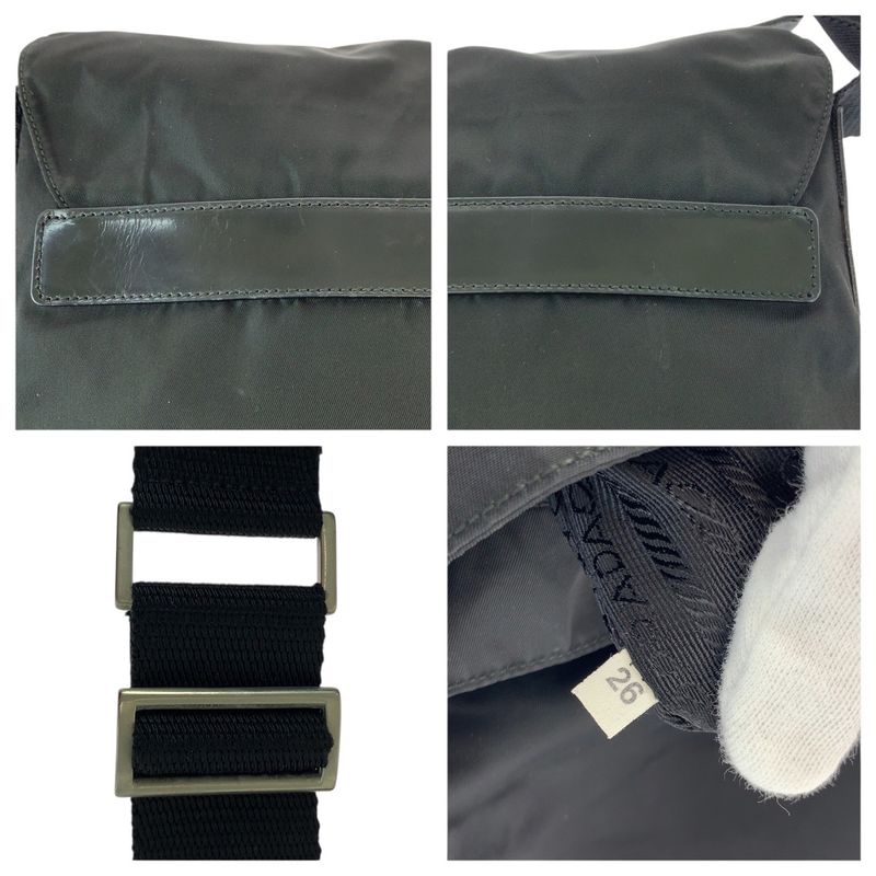 Prada Tessuto Triangle Logo Plate Black Silver Hardware Nylon/leather Shoulder