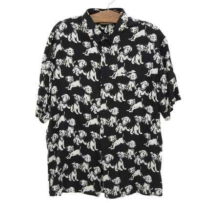 Celine All Over Pattern Dog Shirt Top Black White