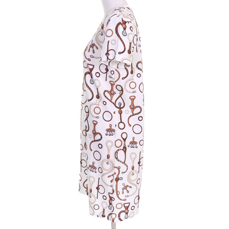 Hermes 24SS 4e4527dn Panoply De Cuir 100% Cotton Deer Crew Neck Short Sleeve