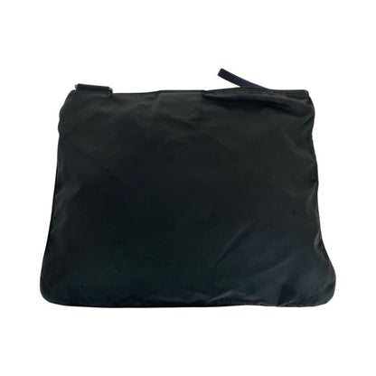 Prada Tessuto Triangle Logo Plate Black Silver Hardware Nylon Shoulder Bag