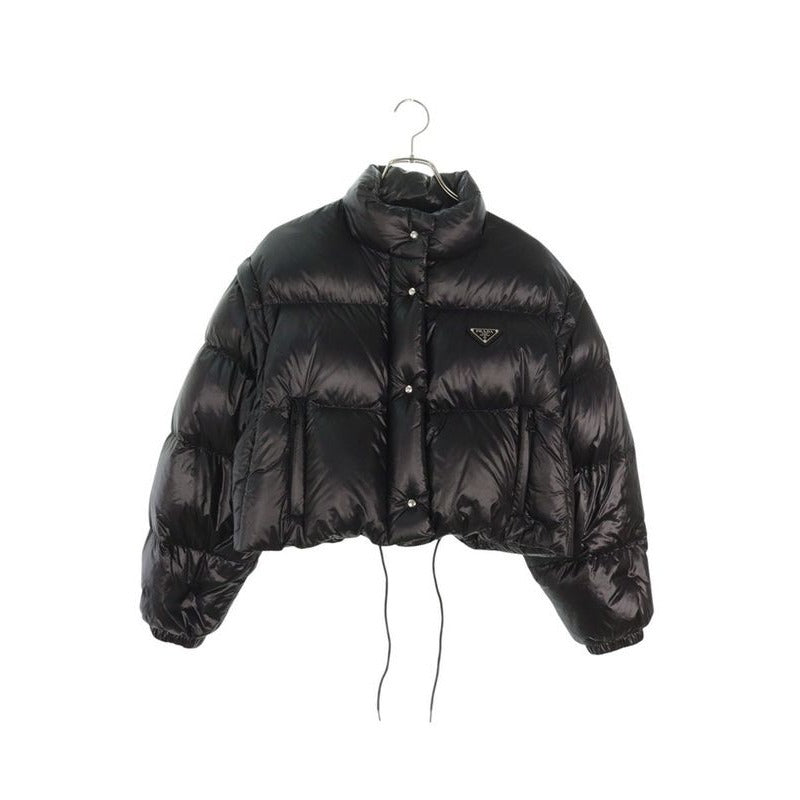 Prada Triangle Plate Cropped 2-Way Down Jacket 38