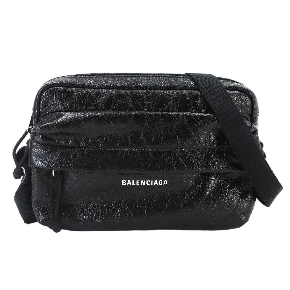 Balenciaga Explorer Camera Bag Leather Black Silver