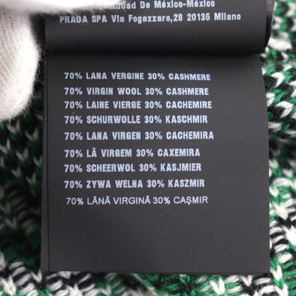 Prada 2022 Umb429 30% Cashmere Mockneck Jacquard Knit With Triangle Patch Green