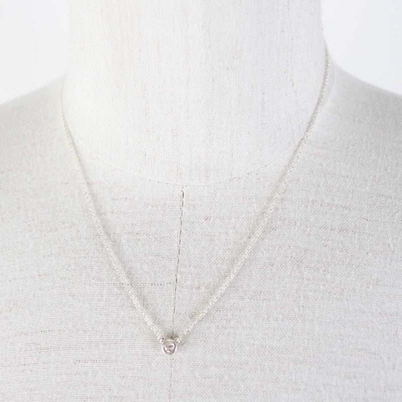 Tiffany & Co By-the-yard 0.05ct 1P Diamond Necklace Ag925 Silver Weight 1.5g