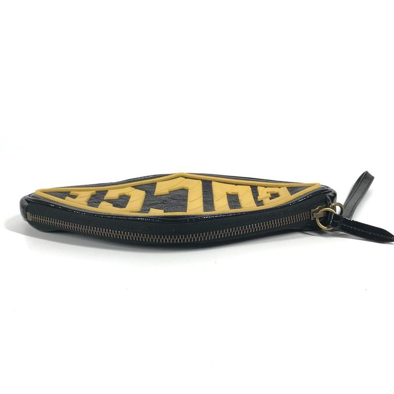 Gucci Clutch Bag Game List Logo 524316 Patent Leather Black