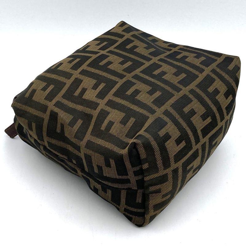 Fendi Zucca Pouch Handbag Canvas Brown Women Men Fashion  Vintage Gift