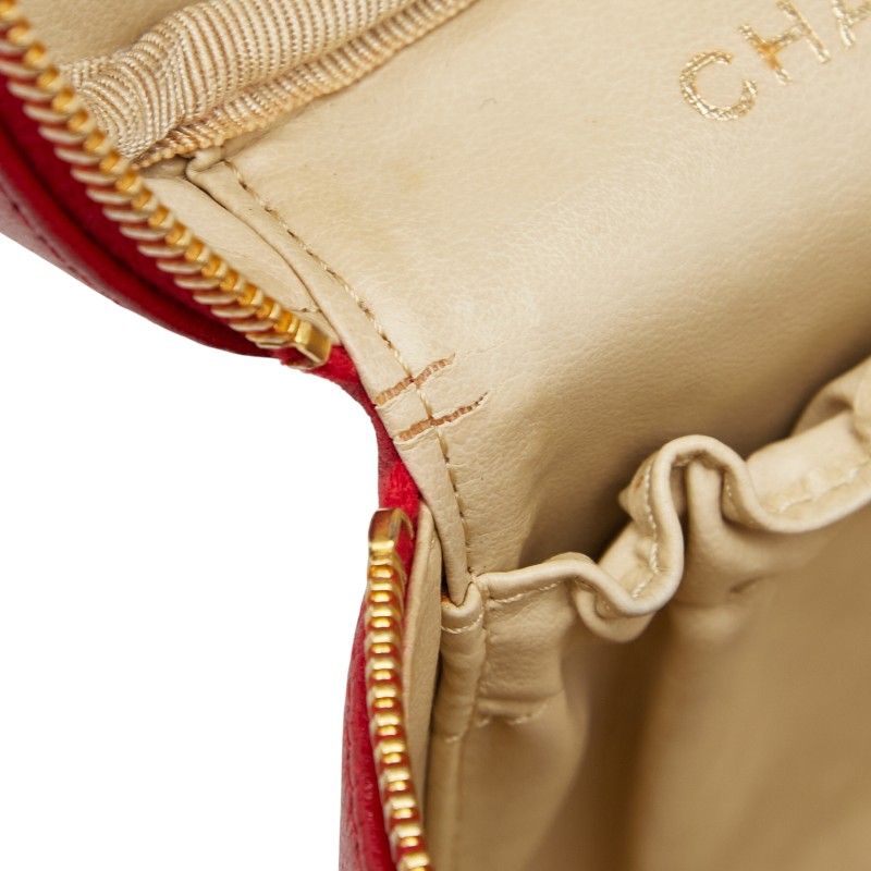 Chanel Coco Mark Vanity Bag Handbag Red Caviar Skin Ladies Chanel