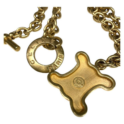 Celine ⑤ Macadam Big Logo Chain Necklace Unisex Gold