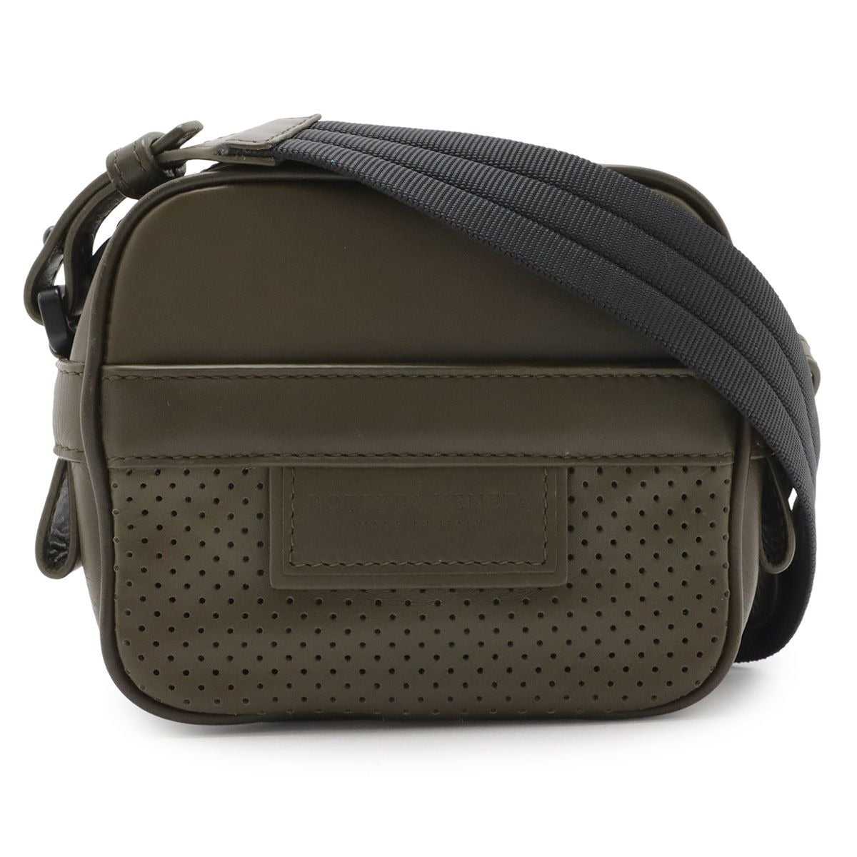 Bottega Veneta Reggero Perforated Shoulder Bag Pochette Leather Khaki Black